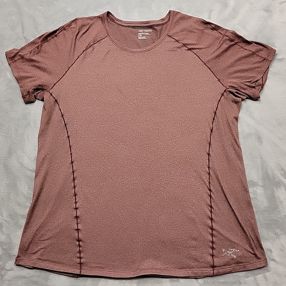 Arcteryx Shirt Womens Large Maroon Remige Short Sleeve Hiking Activewear
